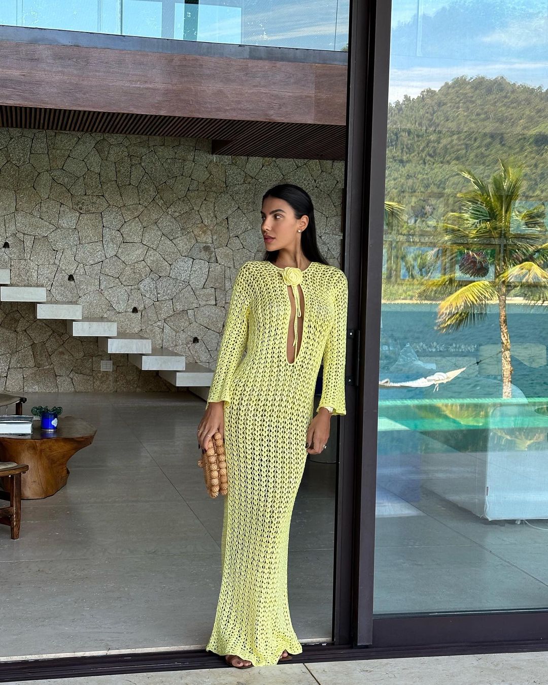 Vestido Heart Fios de Seda Amarelo