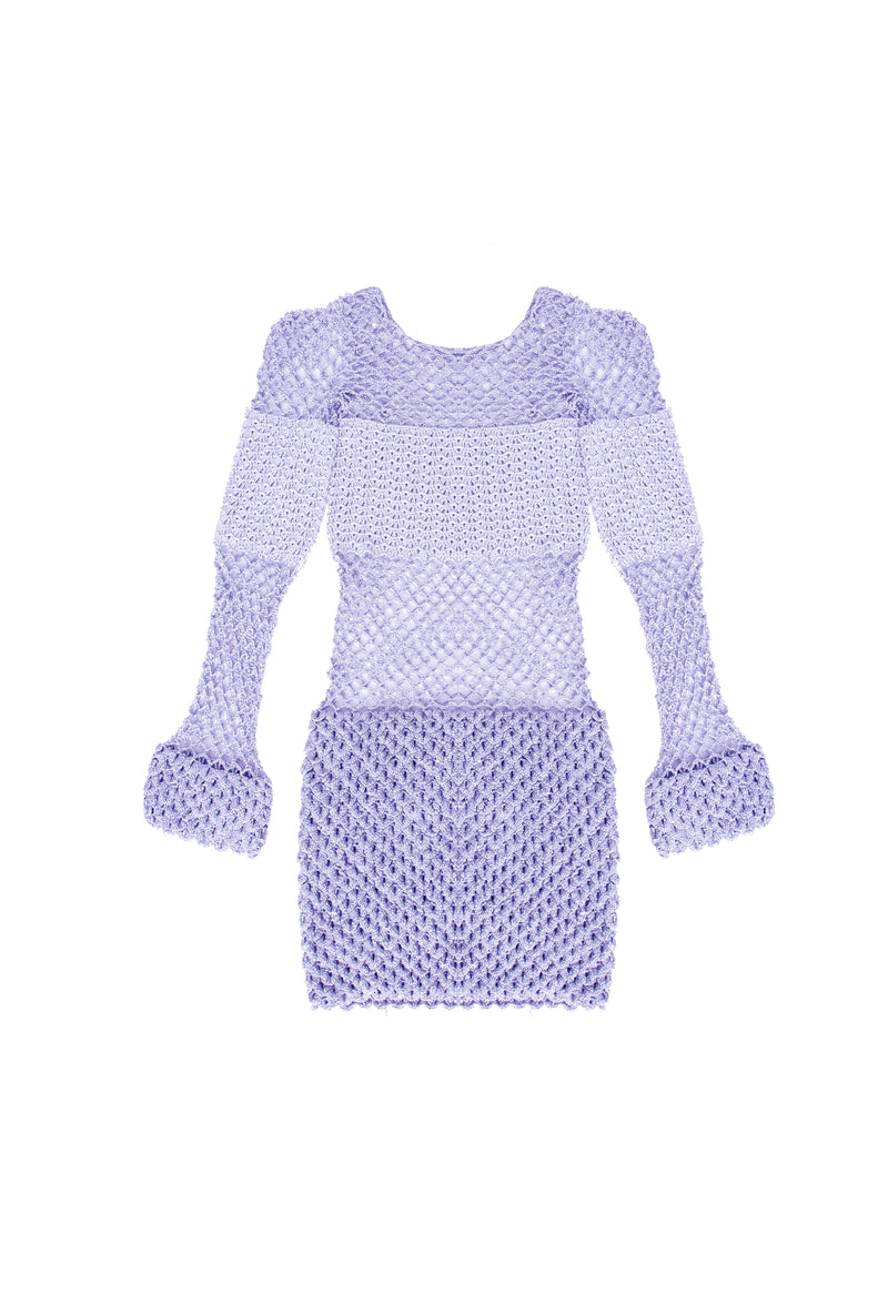 Vestido Escamas em Crochê Lilás