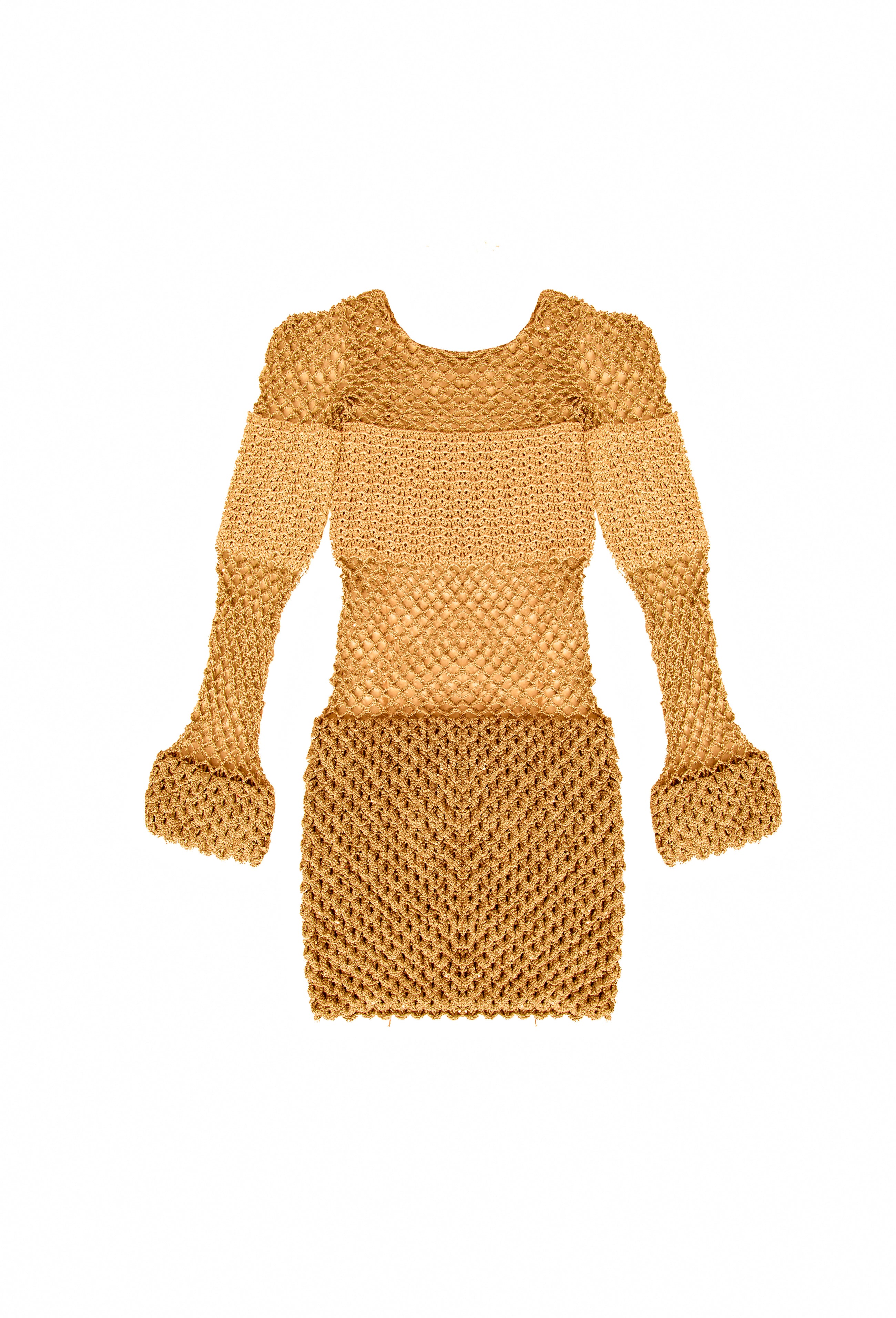 Vestido Escamas em Crochê Dourado