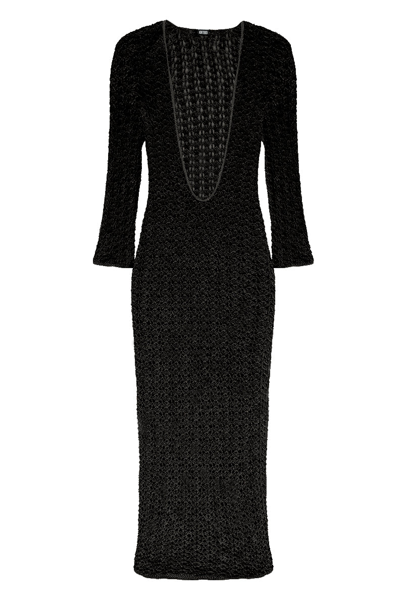 Vestido Heart em Fios de Seda Crochê Preto