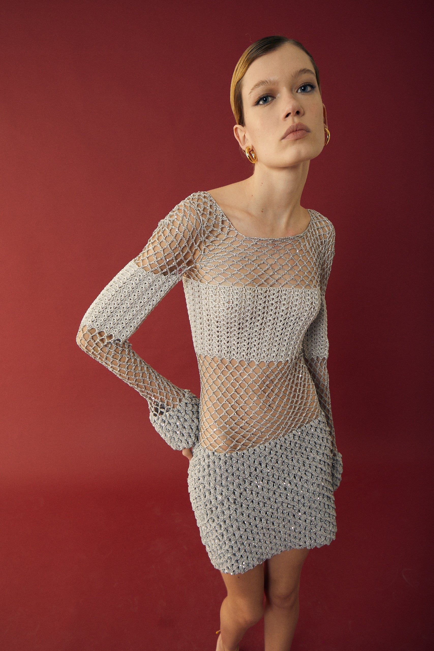 Silver Crochet Scale Dress