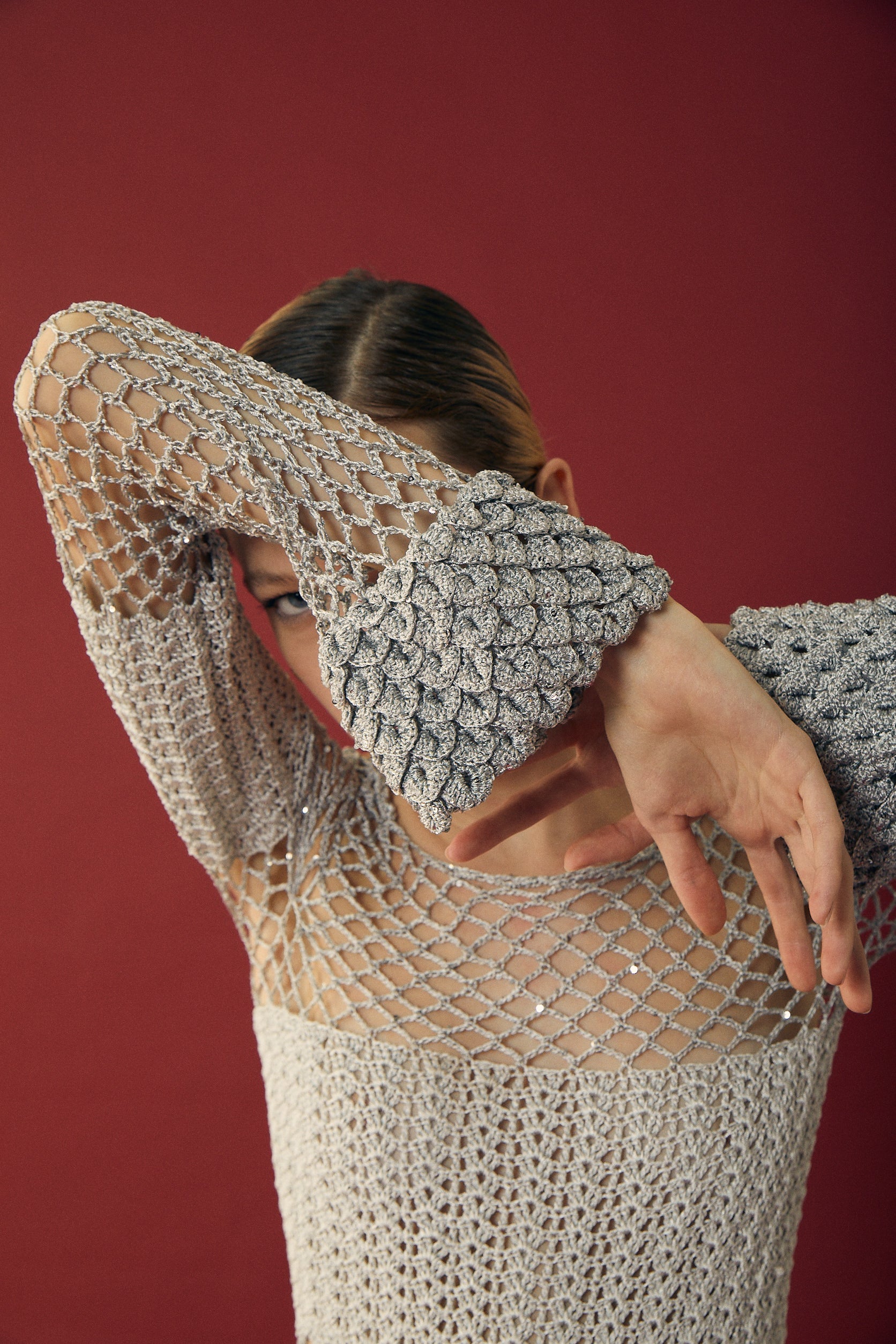 Silver Crochet Scale Dress