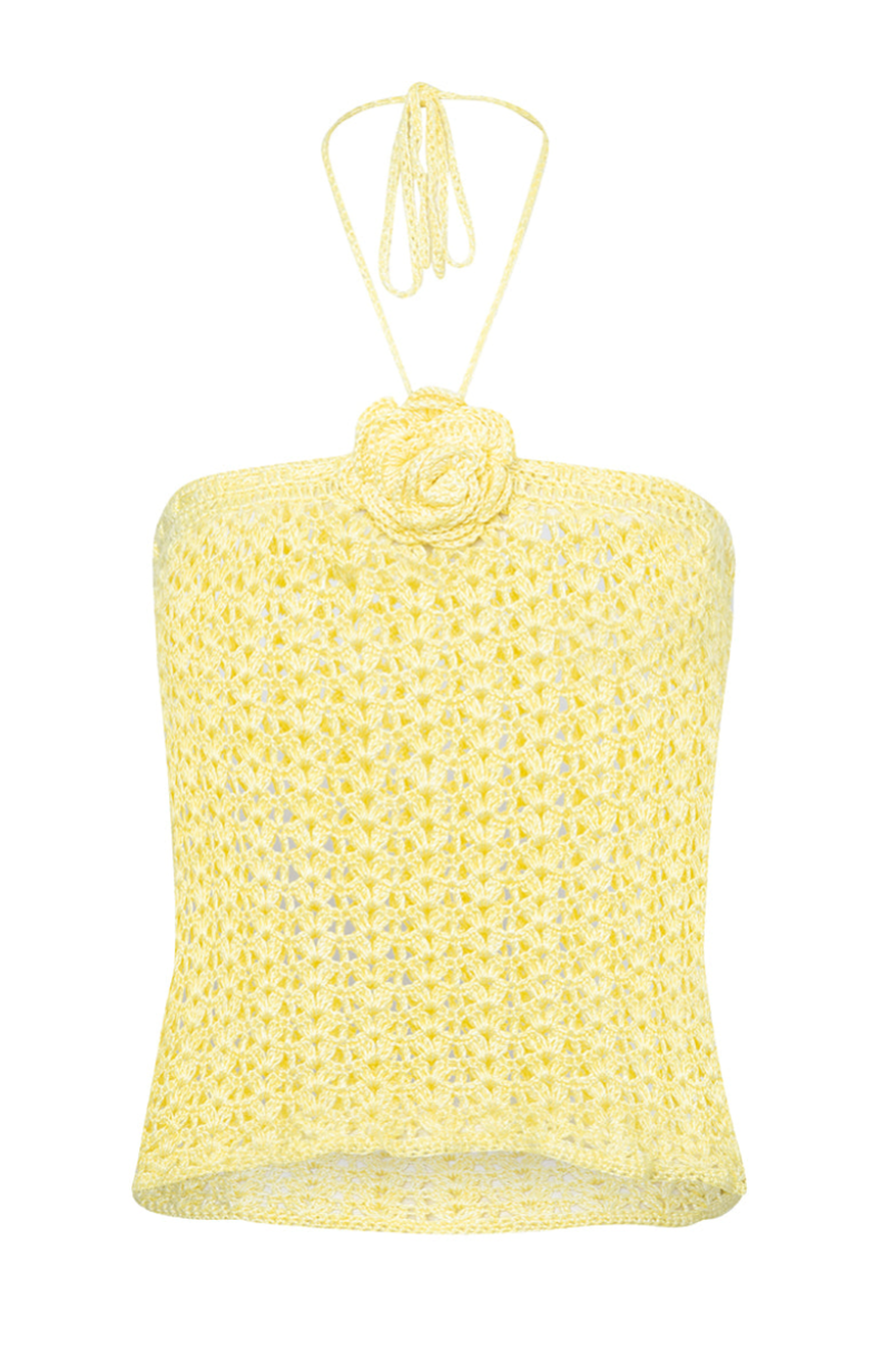 Saia Heart em Fios de Seda Amarelo