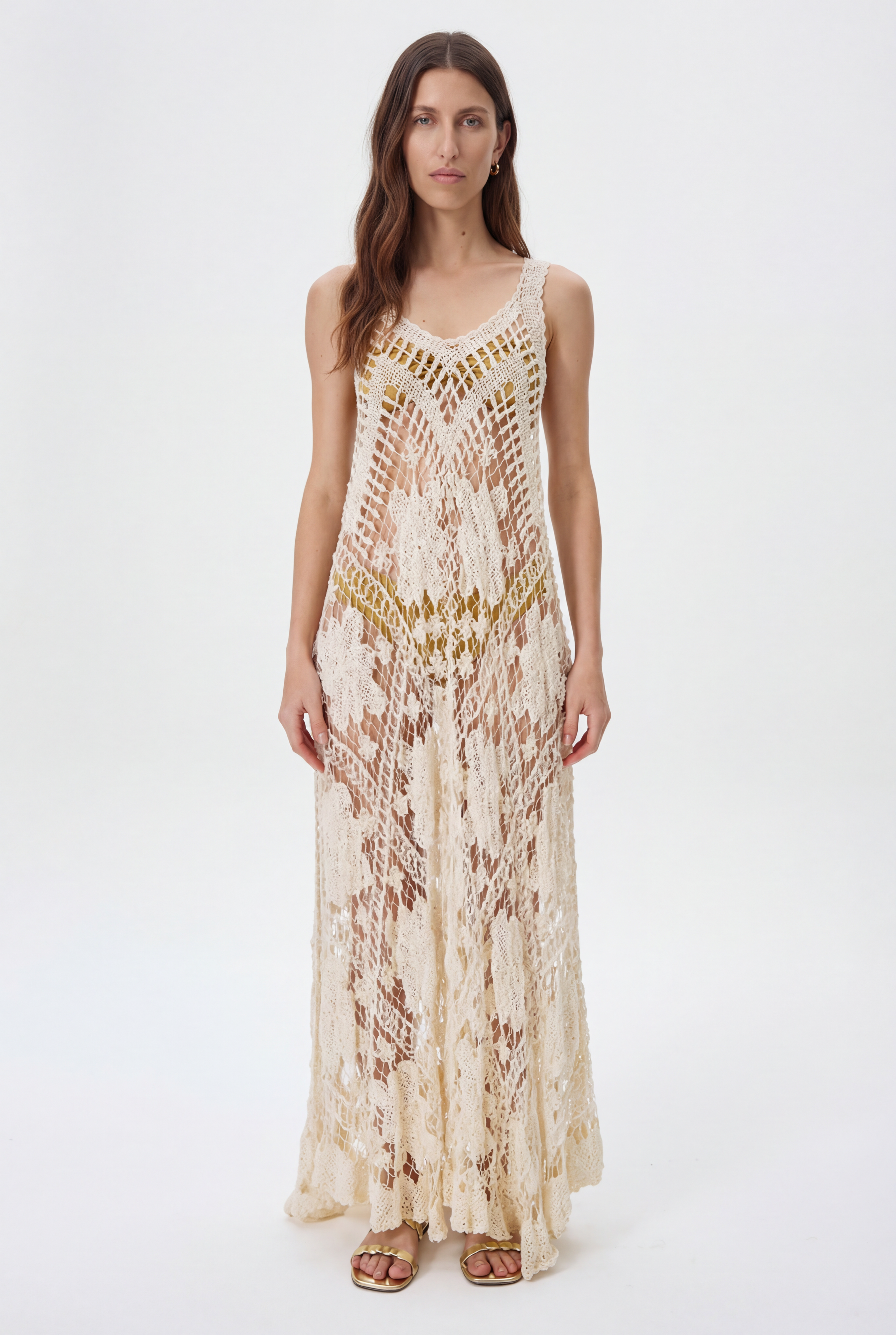 Vestido em Renda Filé Creme