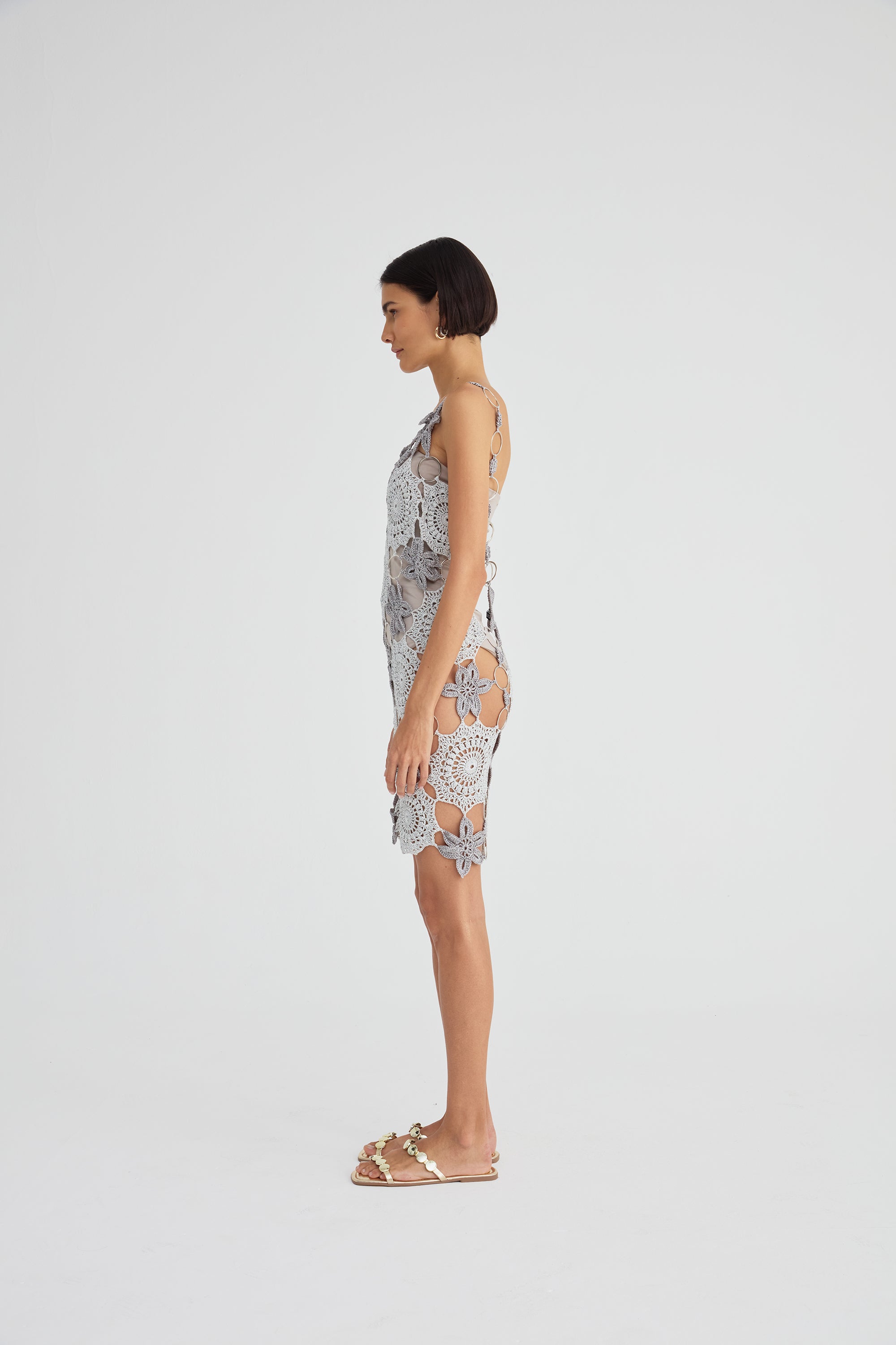 Vestido Estrela-do-mar em Crochê Prata