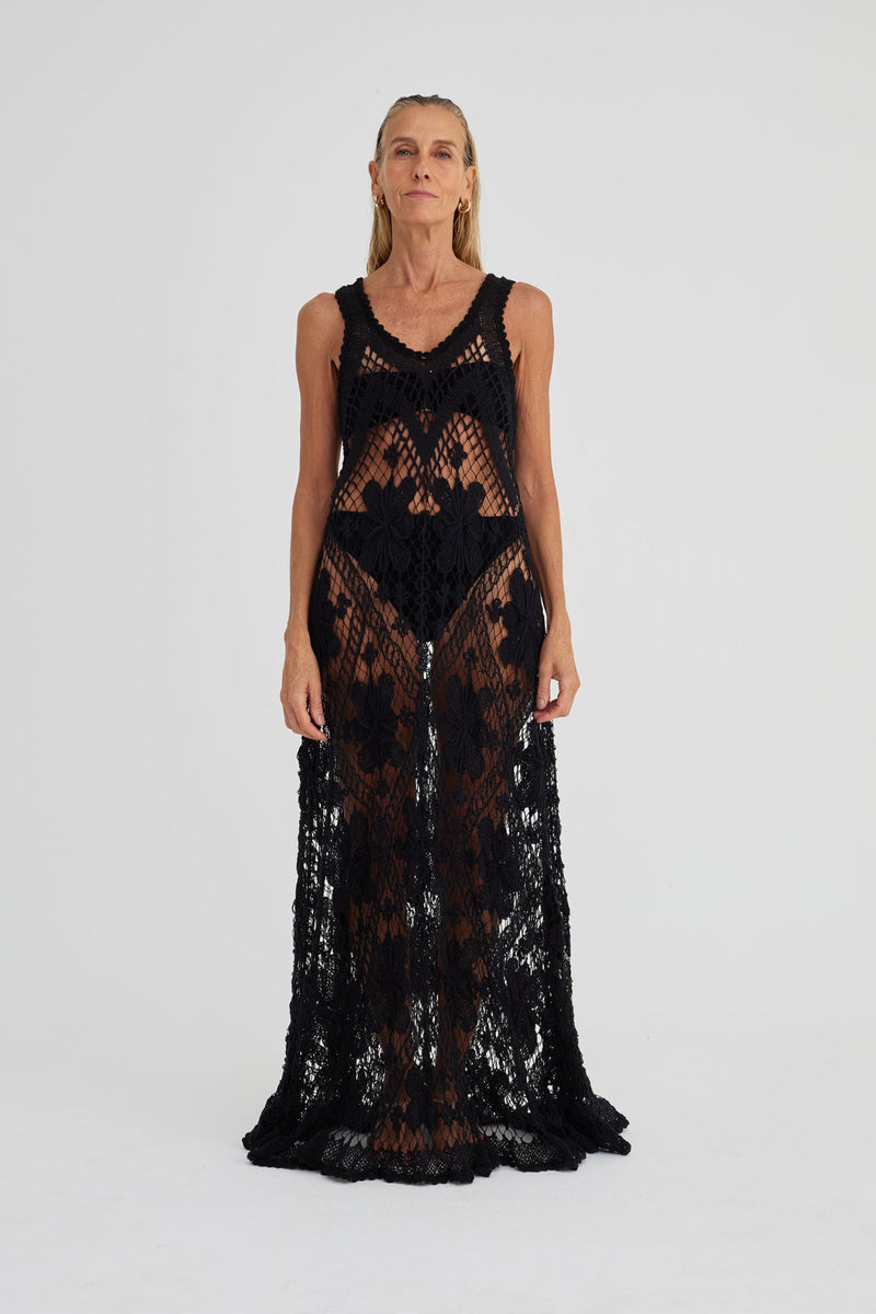 Vestido em Renda Filé Preto