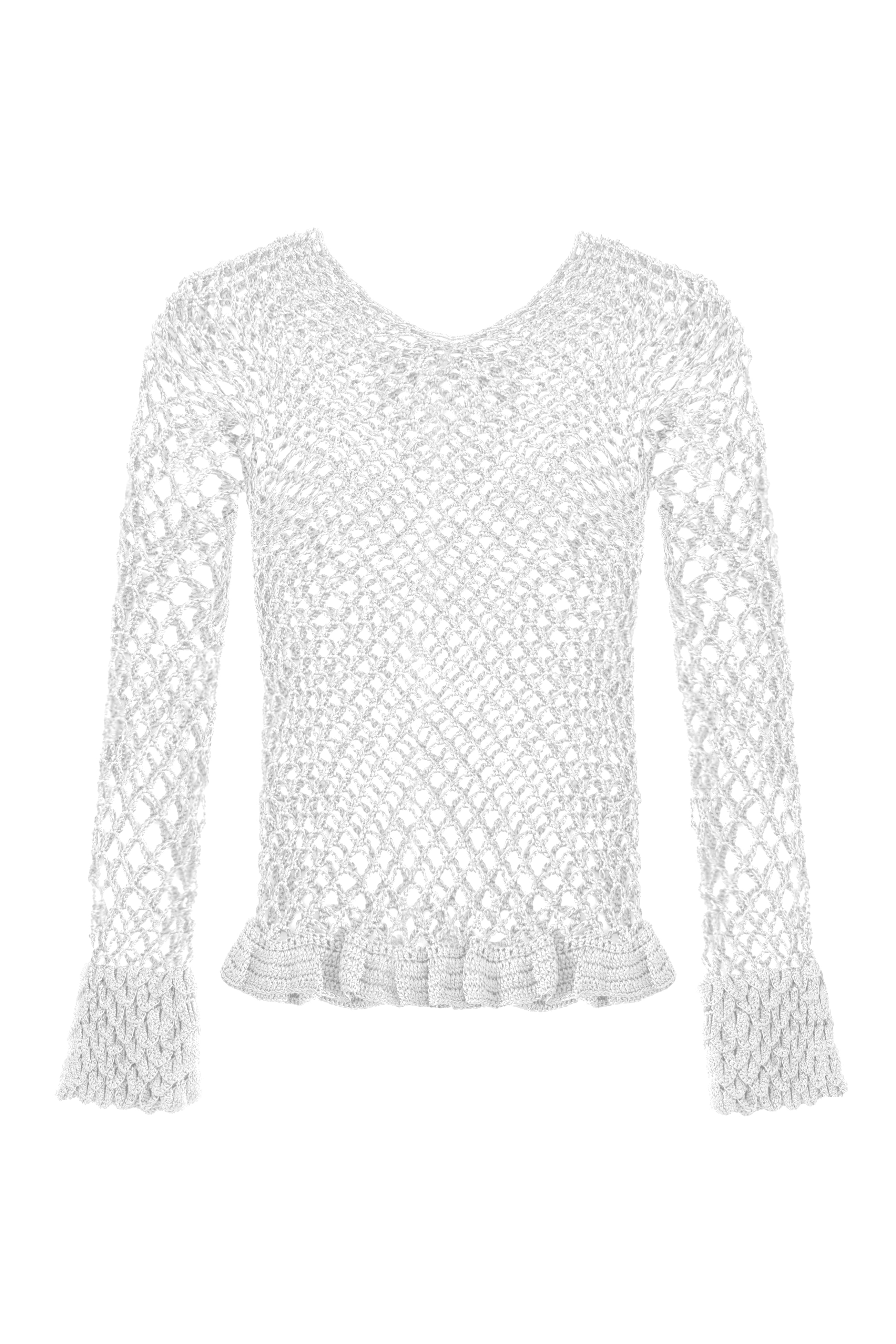 Top Escamas em Crochê Branco