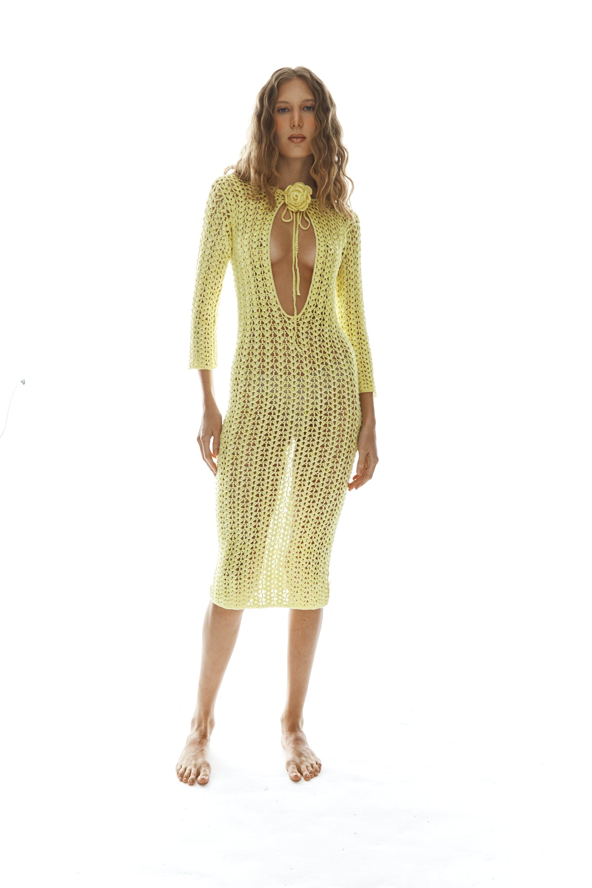 Vestido Heart Fios de Seda Amarelo
