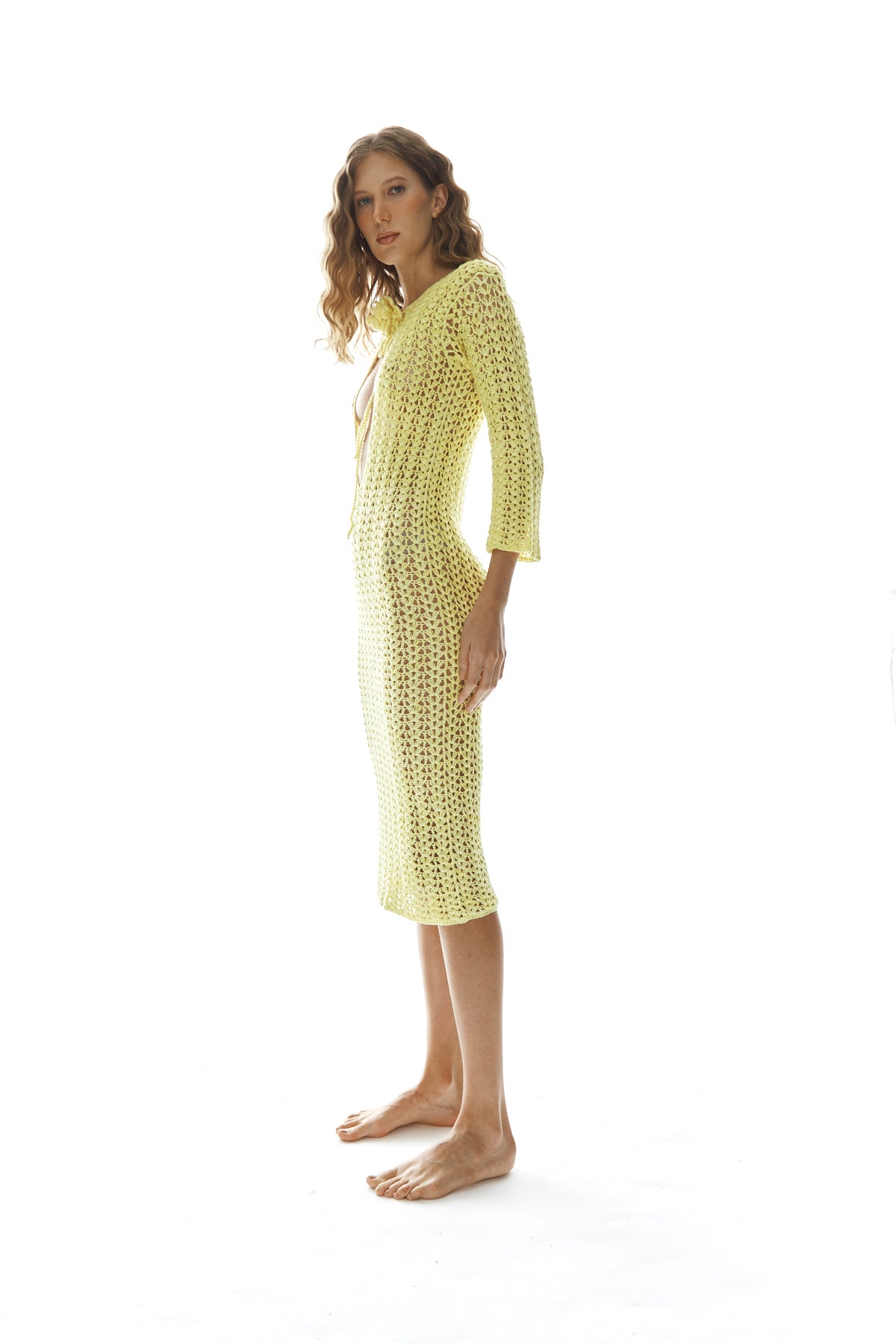 Vestido Heart Fios de Seda Amarelo