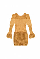 Vestido Escamas em Crochê Dourado