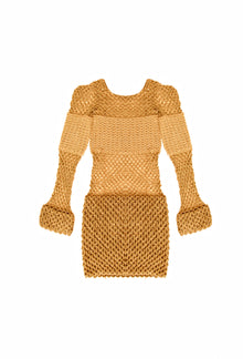 Vestido Escamas em Crochê Dourado