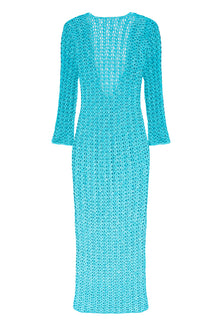 Vestido Heart Fios de Seda Turquesa