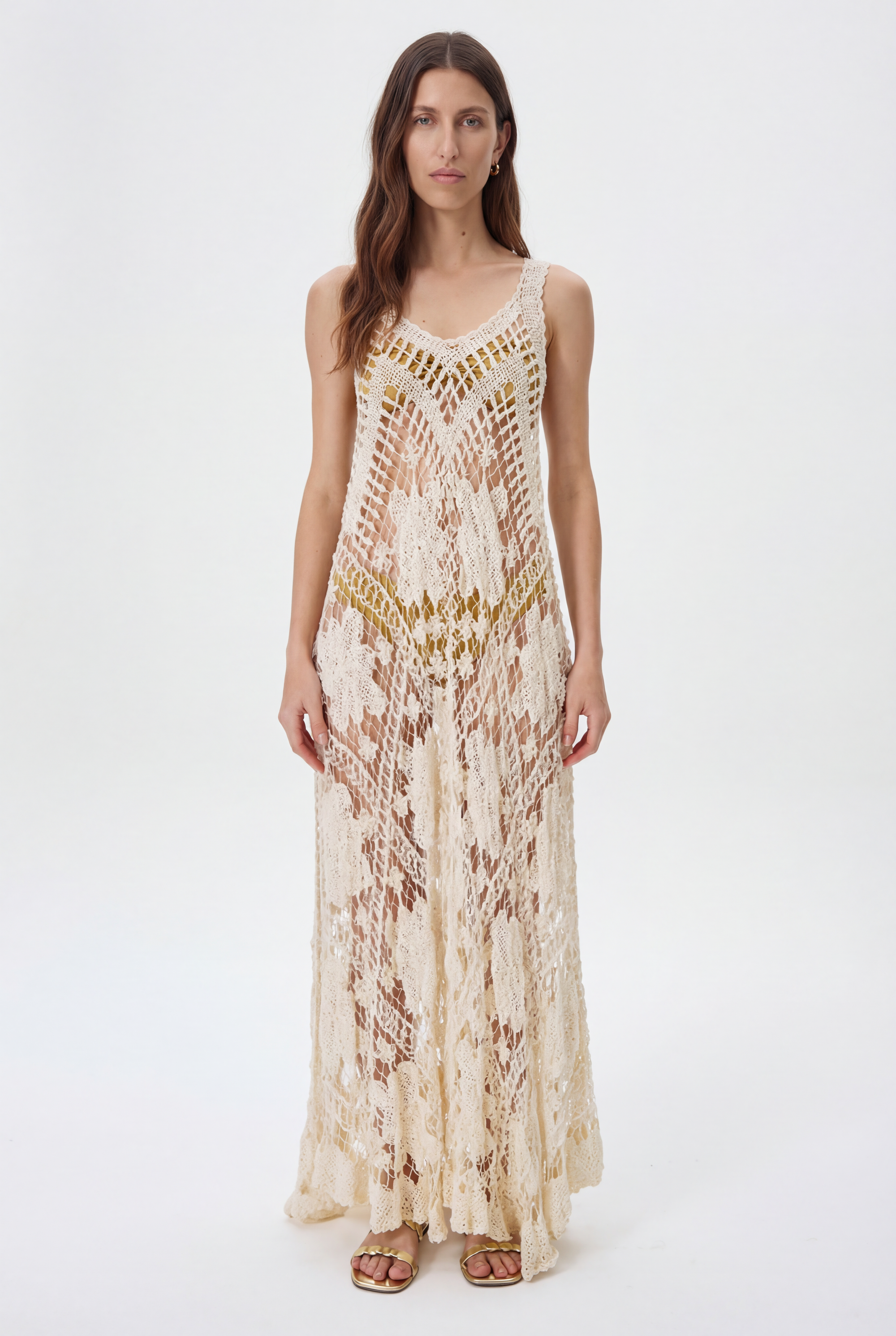 Vestido em Renda Filé Creme