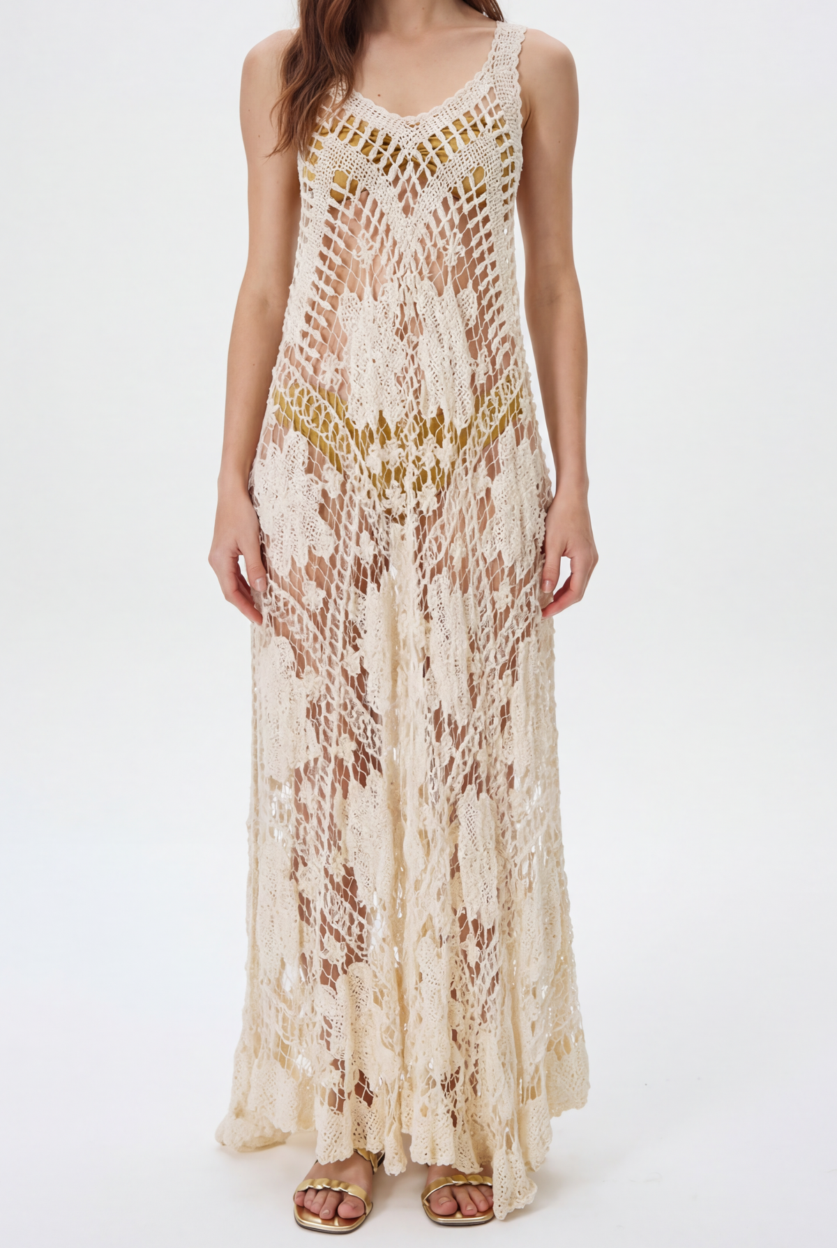 Vestido em Renda Filé Creme