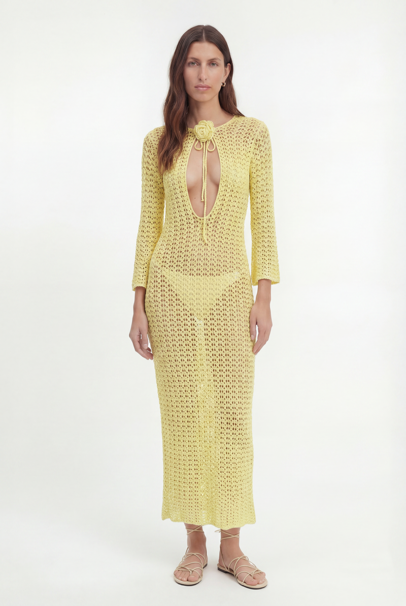 Vestido Heart Fios de Seda Amarelo