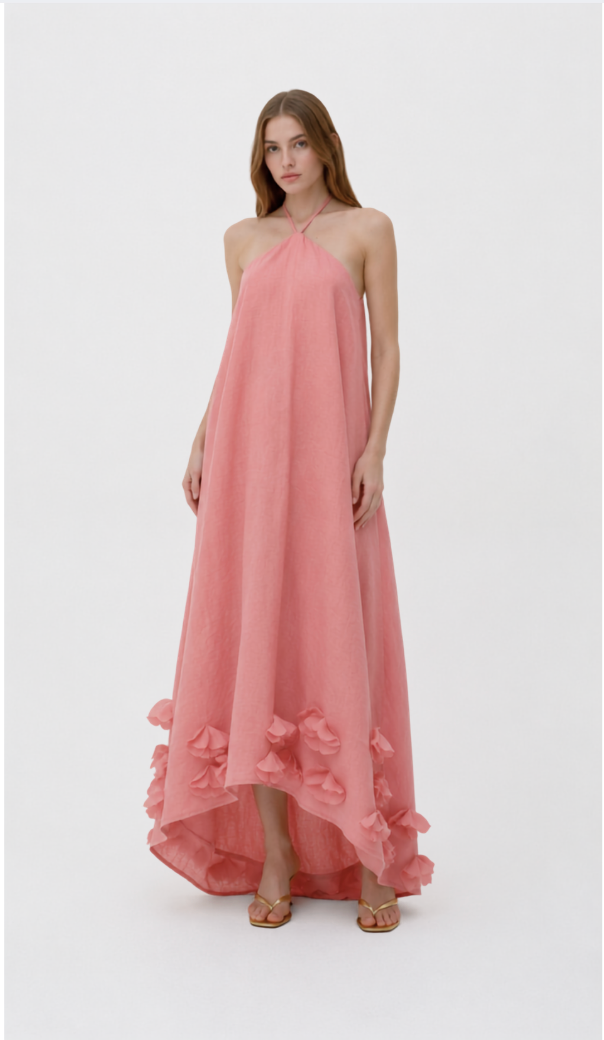 Vestido Aurora Longo Rosa