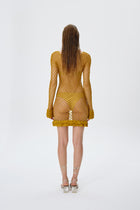 Vestido Curto Karla em Crochê Dourado
